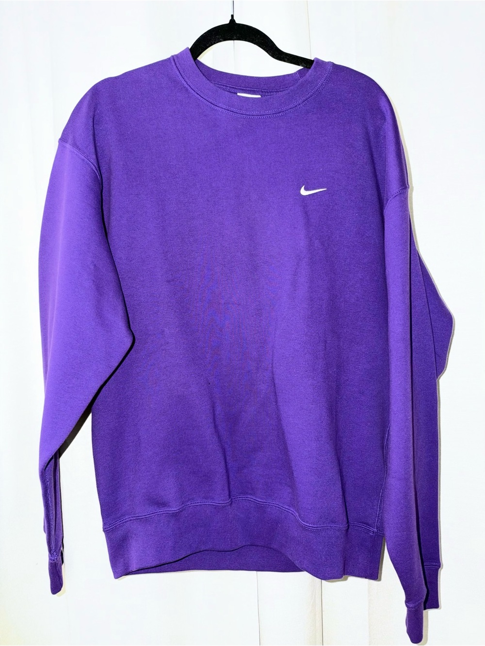 Nike Men's Purple Crewneck Sweatshirt with Small Swoosh